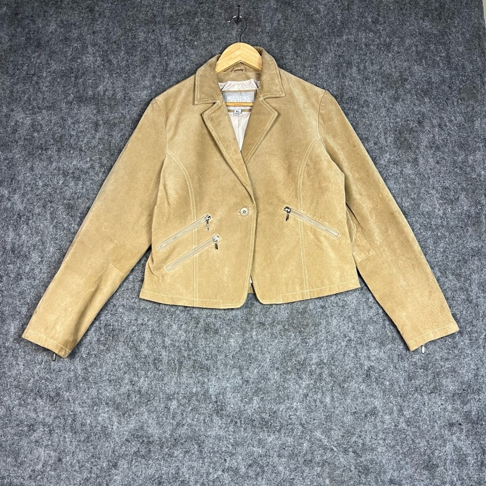 Wilsons Leather MaximaTan Suede Blazer Jacket Women’s Size XL